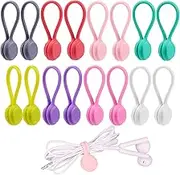 16pcs Magnetic Twist Ties Magnetic Cable Ties Clips Cable Straps Cord Ties Organizers Silicone Reusable Cable Ties for Cable Earphone Line USB Cables Charging Cords Pens Key Chains (8 Colors)