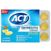 Act, Dry Mouth Lozenges with Xylitol, Honey-Lemon, 36 Lozenges