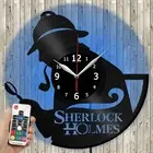 LED Clock Sherlock Holmes LED Light Vinyl Record Wall Clock LED Wall Clock 2453