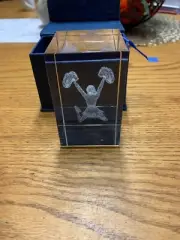 NIB. CHEERLEADER Decoration Laser Etched Crystal Glass/paperweight.