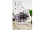 Egg Chair Hanging- White Basket & Grey Cushion