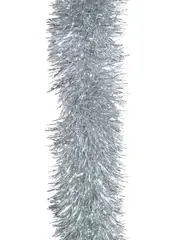 Silver Metallic 8ply Classic Christmas Tinsel Garland - 15cm x 5m