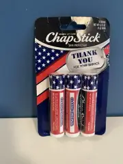 NEW CHAPSTICK THANK YOU FOR YOUR SERVICE Veterans Lip Balm Gift Pack of 3 *HTF