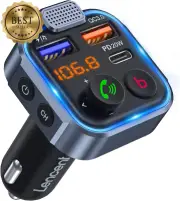 CarFM Transmitter Bluetooth 5.3, PD3.0 Type C, QC3.0 Charger, Hands-Free, U Disk