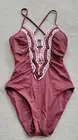 BECCA by Rebecca Virtue Delilah Clare Plunge One-Piece Coco Color Sz Small $128