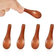 4 Handmade Wooden Spoons, 6 cm Spice Spoons, Mini Wooden Spoons for Sauces Sugar Salt Spices Honey Mustard Kitchen