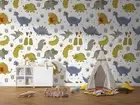 3D Dinosaur Cartoon Pattern Self-adhesive Removeable Wallpaper Wall Mural