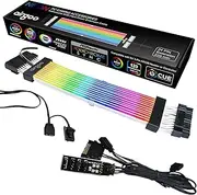 airgoo Addressable RGB Power Extension Cable, 8.07 x 1.97 x 0.32 inches diffused Silicon Rubber Tube, Include ATX 24-pin 18AWG Wires, for 5V 3-pin argb Header, Black Plastic