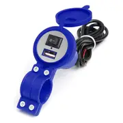 2 Pcs 12V 1.5A Waterproof Usb Charger Motorcycle Car Power Plug Socket With Switch Blue Colour