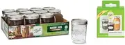 Ball Mason PINT Jars Wide-Mouth Can or Freeze with Lids and Bands, Set of 12, + Dissolvable Labels - (Set Of 60)