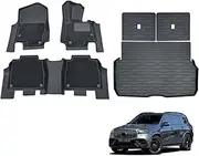 OAD4X4 Floor Liners & 3-pcs Boot Liner Set Compatible with Mercedes-Benz GLS Class X167 2019-Onwards, Custom-Fit TPE All-Weather Car Floor Mats with Door Sill Coverage