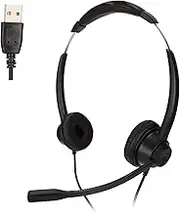 USB Telephone Headset Noise Reduction Binaural Corded Business Headphone with Microphone for Office Customer Service Black ABS Material H390D USB 3