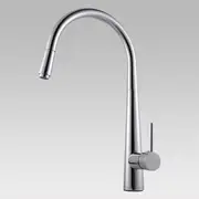 Round Chrome Pull Out Kitchen Sink Mixer Tap