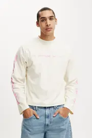 [Cotton On Men] Cotton On Men - Cropped Long Sleeve T-Shirt - Creampuff/arcade star L CREAMPUFF/ARCADE STAR