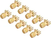 SMA Female Jack Connector, 10pcs Brass SMA Female Base Socket Jack,PCB Mount 50 Ohm RF Connectors,for Connecting Antenna, Welding PCB and Antenna Sockets