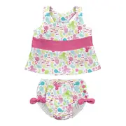 Green Sprouts - Swimsuit Set with Snap Reusable Absorbent Swim Diaper - White Sea Pals