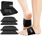 ZAIWOO Wearable Arch Support Inserts for Women & Men – 2 Adjustable Heights, Non-Slip Breathable – Plantar Fasciitis Relief Arch Band for Flat Feet, High Arches