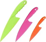 3PCS Plastic Fake Kitchen Knife Safe for Kids Colorful Children's Safe Cooking Knife for Chopping Salad Bread Cake