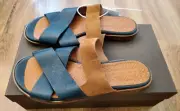 Chie Mihara Wanda Leather/Suede Slide Green/Brown 38 US 7-8 New w box, dustbag