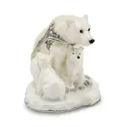 Jere Luxury Giftware, Bejeweled MAMA BEAR w/AVA & ASHER Polar Bears Trinket Box