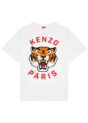 Kenzo Lucky Tiger Printed Cotton T-shirt - Off White L