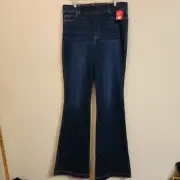 NWT SPANX Flare in Midnight Shade Pull-on Stretch Denim Jeans XL/TG Boho