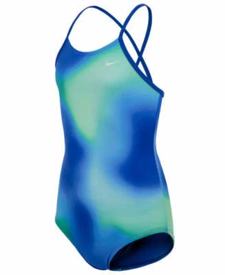 NEW NIKE GIRLS SPECTRUM CROSSBACK ONE PIECE SWOOSH SWIMSUIT SZ S 7/8 $38 TIE DYE