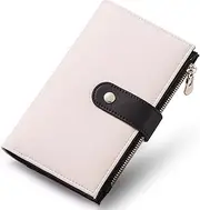 [yiijay] Womens Wallet RFID Blocking Vegan Leather Trifold Clutch Credit Card Holder Ladies Travel Wallet Purse with Pen Holder, 2Beige&Black, Rfid Wallet