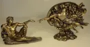 Set of 2 - Creation of Adam / God Genesis Statue Sculpture Antique Bronze Finish