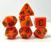 Zucati Perfect Plastic 7 Dice Set- Orange/Black (Polished & Inked)