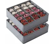 2 Pack Socks Underwear Drawer Organizer Divider, 24 Cell Or 16 Cell Collapsible Cabinet Closet Organizer Storage Boxes For Clothes, Socks,,Gray,24 Cell
