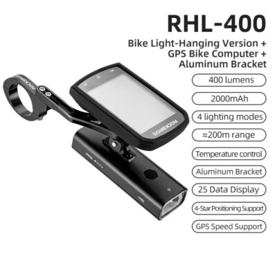 ROCKBROS Bike GPS Smart Bike Headlight Set ANT+ Speedometer With Bracket