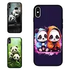 For iPhone XS 11 12 13 14 15 16 Pro Max black white little pandas Universal Case