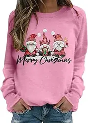 [Generic] Christmas Graphic Sweatshirts For Women Cute Gnomes Santa Sweatshirt For Teen Girls Classic Crewneck Loose Pullover
