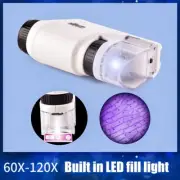 Mini Pocket Microscope Kit 60X-120X Handheld Microscope with LED Light for Kids