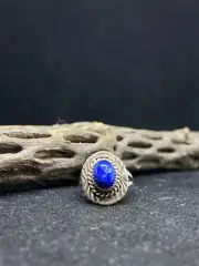 Handmade Native American Navajo lapis lazuli Sterling Silver Ring Size 8