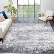 Washable Rug 9x12 Modern Abstract Accent Rug Non Slip Rug for 9'x12' Light Grey