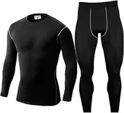 [WINDCHASER] Men's Thermal Underwear Set Long Sleeve Tops Long Johns Base Layer Bottom Seamless Quick Drying for Cycling, Hiking, Skiing