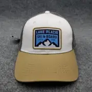 Lake Placid Ski & Board Trucker Hat Cap Mens White Gray Brown Snap Back