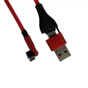 540 Rotate Magnetic Cable 3A Fast Charging USBA TYPE-C TO TYPE-C MICRO IP - 1 Meter/Red