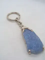 925 Silver Keychain With Natural Chalcedony - Hard Stone - Brisé -