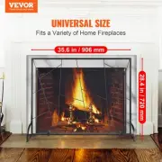 Fireplace Screen Single Panel Iron Mesh Spark Guard Easy Install Free Standing