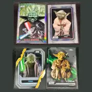 Topps Star Wars - Yoda 4x Card Lot: Manga, Die-cut saber, Chrome