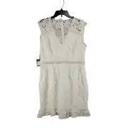 Cooper St Womens White Lustrous Floral Lace Sheath Dress Sleeveless Size 12 NWT