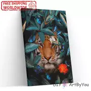 Paint By Numbers Kit Tiger Animal Framed Canvas Oil Home Beginner Painting Decor