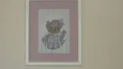 Framed Paulette Monahan Needle Treasures Cross Stitch Victorian Bear JCA 9x11