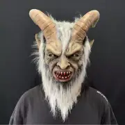 Lucifer Mask Devil Latex Halloween Scary Horned Demon Costume Horns Party Mask