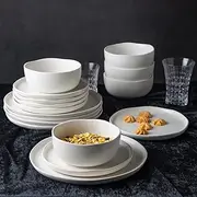 [AmorArc] Ceramic Dinnerware Sets, Wavy Rim Stoneware Plates and Bowls Sets, Highly Chip and Crack Resistant | Dishwasher & Microwave & Oven Safe Dishes Set, Service for 4 (12pc)