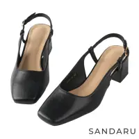 在飛比找momo購物網優惠-【SANDARU 山打努】跟鞋 美型方頭後拉中跟鞋(黑)