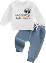 [allshope] Baby Boy Fall Clothes Set Long Sleeve Letter Print Sweatshirt Pants Toddler Infant Outfits 6 12 18 24 Months 2T